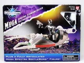 BanDai Saban's BeetleBorgs Metallix Mega Spectra Titanium Silver Sector Cycle Vehicle with Action Figure