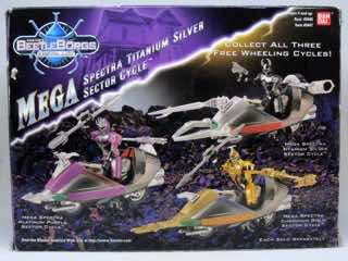 BanDai Saban's BeetleBorgs Metallix Mega Spectra Titanium Silver Sector Cycle Vehicle with Action Figure